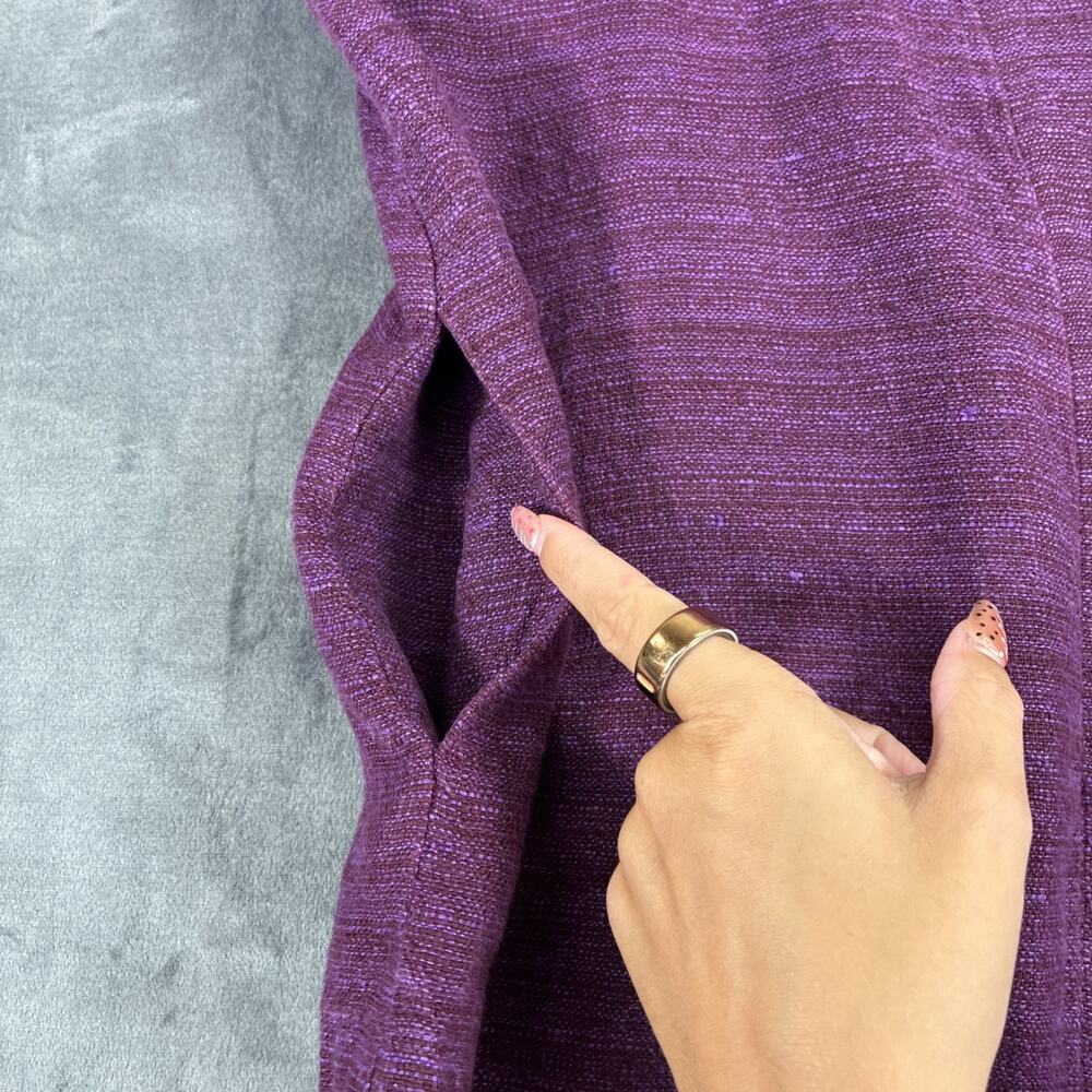 FLAX Small Linen Purple Blazer Style Light Weight Jacket Pockets Bnfts Charity - Picture 6 of 9